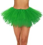 Zando Green Tutu Skirts for Women St Patricks Day Green Tutu for Women Adults Teens 5 Layers Halloween Costume Cosplay Running Party Elastic Fluffy Tulle Dance Ballet Skirt