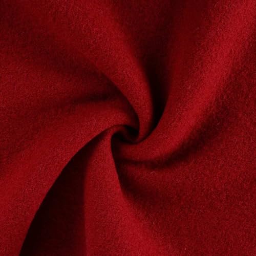 Tissu Laine bouillie Isolde uni Rouge - Par 50 cm