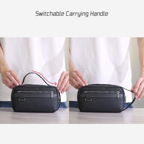 Image of Arctic Hunter Small Travel Pouch Bag for Men Handbag Shaving Kit Toiletry Bag Nylon Water-Repellent Storage Pouch with Multi-Pocket Passport Cash Toilet Bag,Black