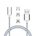 Produktbild Magnetische Ladekabel Magnet Datenkabel mit Micro USB, Type C Netzteil Adapter, High Speed Sync und Schnellladekern mit LED Statusanzeige für phone Android Samsung HUAWEI HTC Sony Nexus - Silber