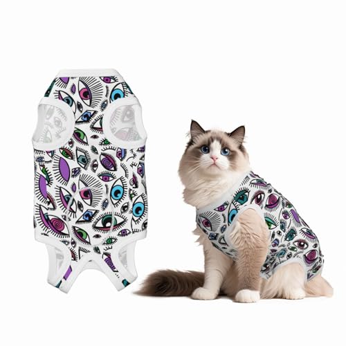 Hand-Drawn Eyes Recovery Suit for Dogs Cats Dog Recovery Suit Fit Female and Male Spay Pets Pet Surgery Suit