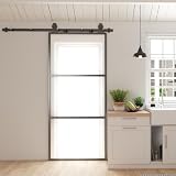 HOMCOM Puerta Corredera con Herrajes Cierre Suave 91,2 cm Negro