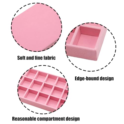 Funstreet Pink Velvet Jewelry Organizer Tray with 18 Grids #TOP24
