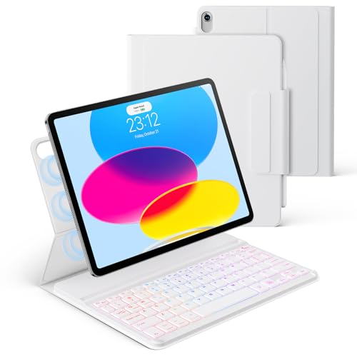 Image of Keyboard Case for iPad 11th (A16) & 10th Generation，Ultra-Light Keyboard with Multi-Touch Trackpad - Backlit Keys,Adjustable Stand Case for iPad 11 inch 2025&10th Gen 10.9 inch (White)