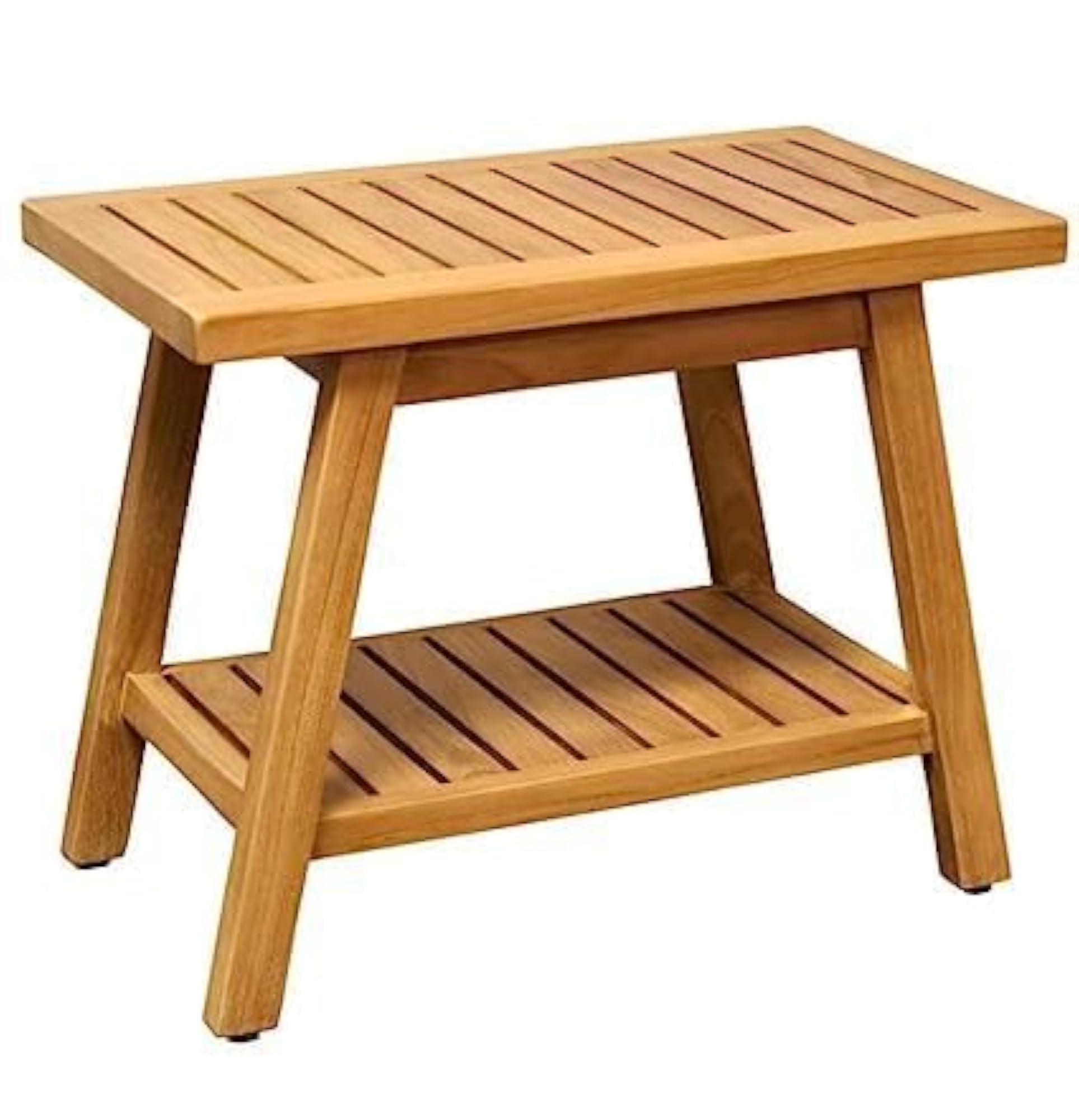 Teak Wooden Stylish and Modern Stool with Shelf