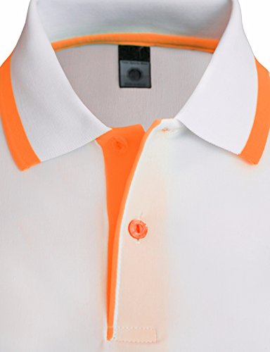 Bcpolo Men's Stretch Athletic Polo Shirt Raglan Short Sleeve Polo Shirt White-Orange-M (Asia-Xl) #TOP3