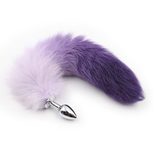 Purple-White Tail Anal Plug Sexual Set, Sex Toy of Butt Plug with Tail for Cosplay (Purple Tail, Small) - Purple Tail - Small