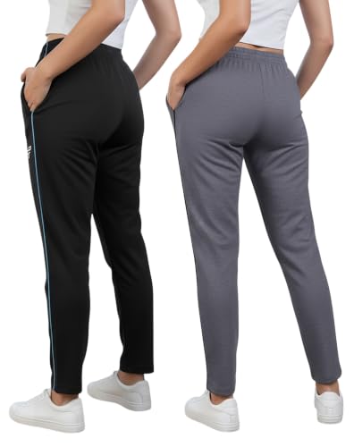 Image of Women Cotton Regular Fit Track Pants (Pack of 2)