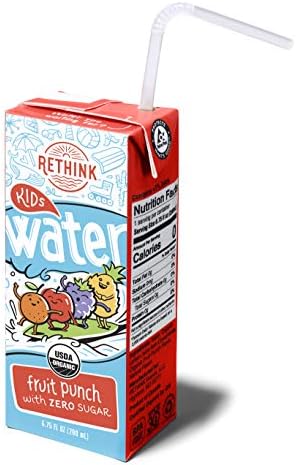 Rethink Kids Water Fruit Punch - Zero Sugar Kids Water -- Zero Calories & Zero Sugar, Certified Organic, BPA Free, Recyclable (Pack of 32)