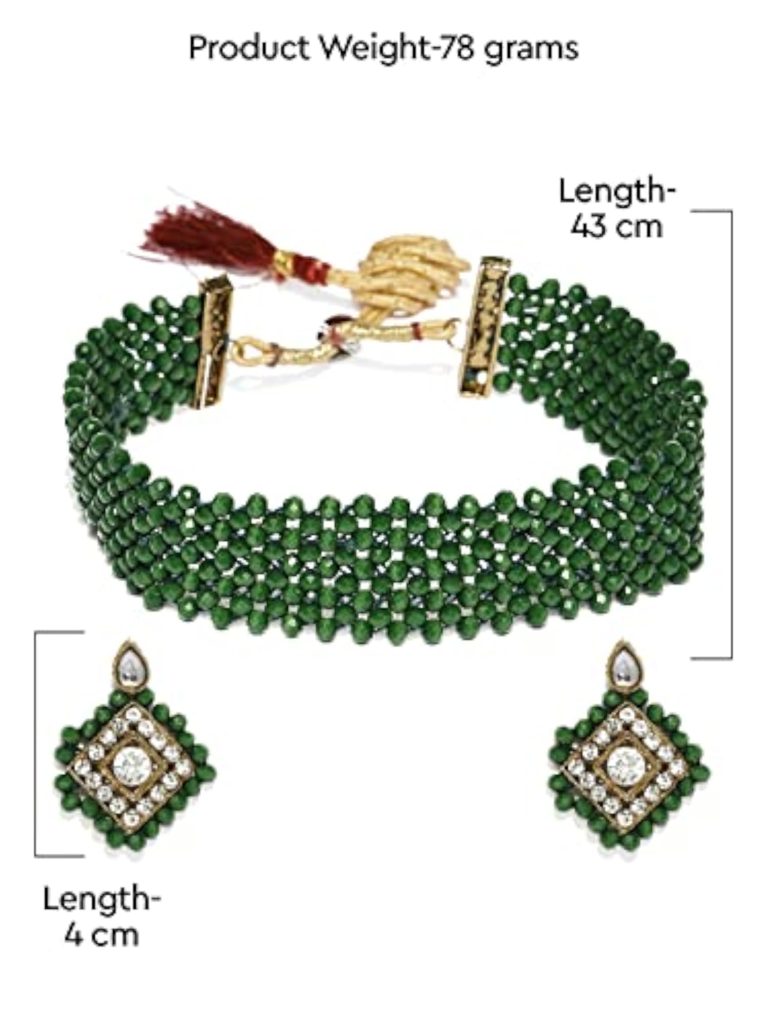 Women's Green Beaded Classic Necklace Set