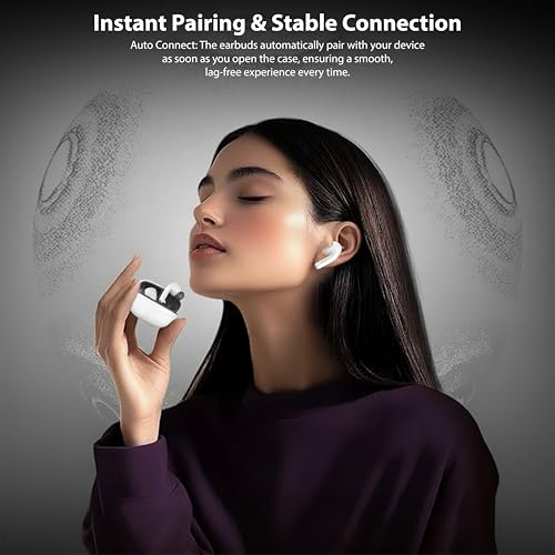 Image of TP TROOPS Advanced 10MM Audio Drivers Wireless Earbuds, 30 Hours Playtime, Sleek & Light Design, All-Day Comfort, White & Grey