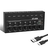 Horse Audio Mixer Line Mixer, 6-Channel Stereo Line Mixer for Sub-Mixing, Ultra Low Noise Operation, for Guitar, Microphone, Bass, Digital Keyboard, Suitable for Bar and Small Club, Black