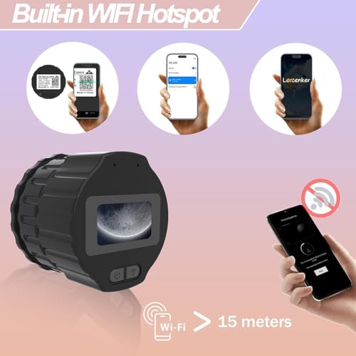 WiFi-Okularkamera,mit 1.5-Zoll-Bildschirm, 2.5K-Video,1920 x 1080 Pixel, geeignet für 24-50 mm optisches Teleskopmikroskop und Monokular-Fernglas, mit 64GB Speicherkarte