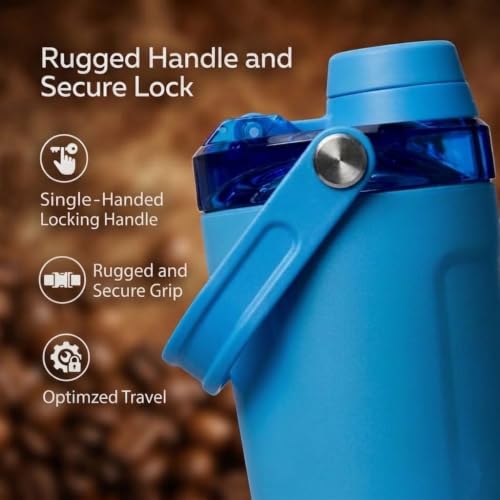 Image of Stainless Steel Leakproof Protein Shaker & Sports Bottle | Blue | 600ml