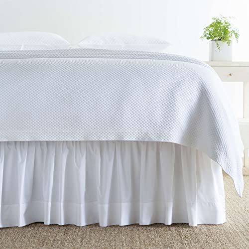 Classic Hemstitch White Bed Skirt, Queen Size, White Solid Patter...