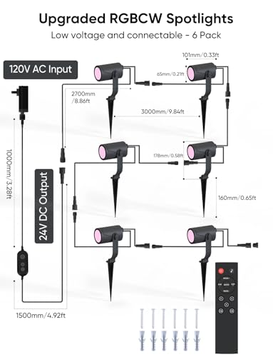 Image of APPECK Smart Landscape Lighting Kit 36W, RGBCW Smart Landscape Lights 6 Pack, IP65 Waterproof Outdoor Spotlights, Alexa /Google Assistant Compatible, for Garden Pathway Yard Holiday Decor