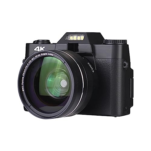 DELURA Cámara Digital de 48MP Cámara Web Digital con Pantalla abatible de 180 ° 4K for Lente Macro Gran Angular cámara de Alta definición (Color : 32G, Size : with Specialised len)