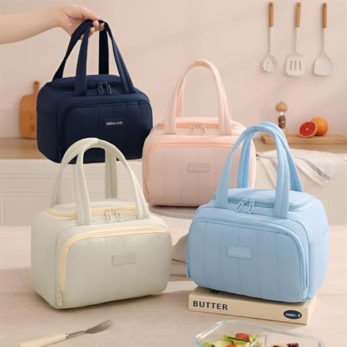 Image of SVH Leak-Resistant Insulated Lunch Bag for Women & Kids | Thermal Lunch Tote with Double Zipper, Front Pocket & Reusable Design for Office, School & Travel (Mint Cream)