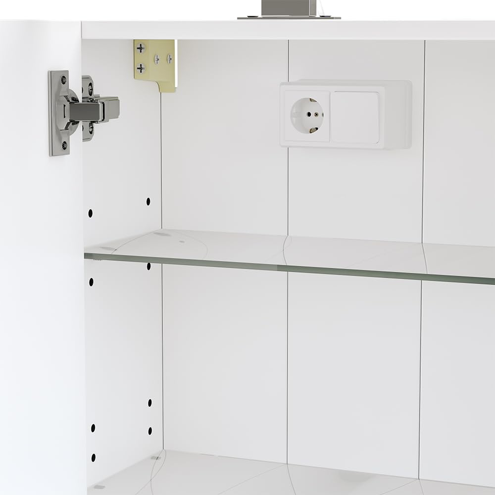 Vicco Mobile a specchio per il bagno Lavio, Bianco, 40 x 60 cm con illuminazione a LED, con ripiano integrato e illuminazione a LED