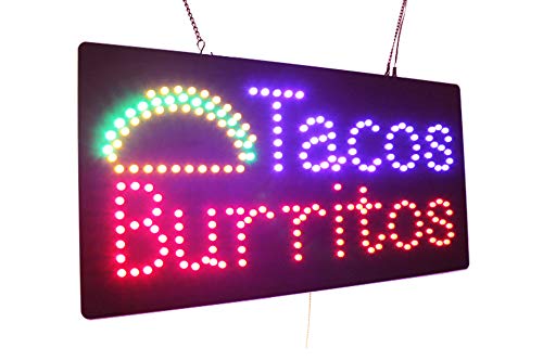 Tacos Burritos Sign, Topking Signage, Led Neon Open, Store, Window, Shop, Business, Display, Grand Opening Gift #TOP4