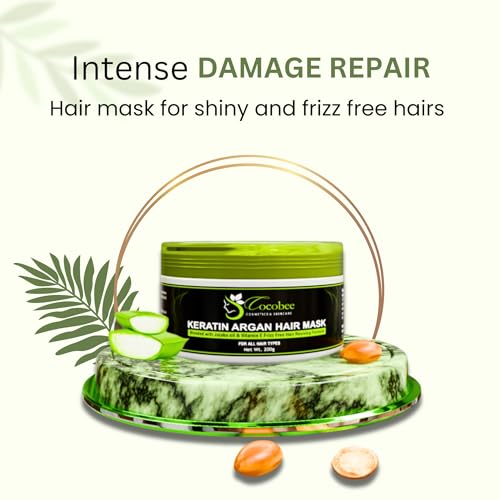 Image of COCOBEE Keratin Argan Oil Hair Mask Pack 1- Deep Conditioning Treatment for Smooth | Healthy | Shiny Hair | Revitalizes|| Strengthens| Repairs and Nourishes | Blended With Jojoba Oil & Vitamin E