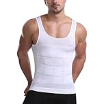 Mens Compression Vest Slimming Sleeveless Body Shaper Undershirt Seamless Shapewear Tank Tops (White, XL)