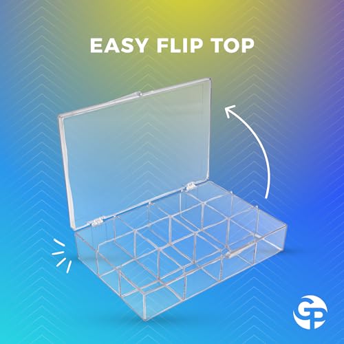Image of 4 Clear Hard Plastic 12-Compartment Tackle Boxes with Hinged Lid, 7 3 /8 inchL x 5 inchW x 1 1 /2 inchH Made in USA, Acrylic Bead Organizer, Craft Storage, Candy Tackle Box or Rock Collection Box