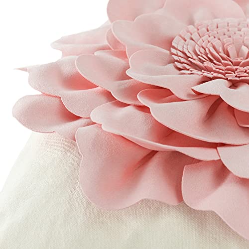 Jwh Handmade 3D Flower Pillow Cover Aesthetic Decorative Plush Throw Pillow Floral Accent Pillow Case Square Cushion Cute Pillowcase For Bed Couch Bedroom Chair Decor 18X18 Beige Pink #TOP3