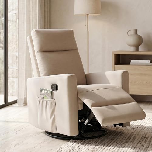 Royaloak Davis Single-Seater Recliner | Fabric | Square Armrest | Side Pocket Space | Recliner with Rocker & Revolve | Pocket Springs for Extra Comfort | Sturdy Footrest