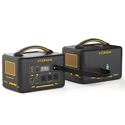 VTOMAN Jump 1500 Portable Power Station with Expansion Battery, 1500W/3096Wh Durable LiFePO4 Power Station with 1500W Constant-Power, Regulated 12V DC, PD 100W Type-C for Home Backup & RV/Van Travel