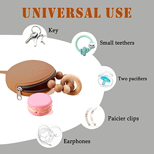 4-Piece Pacifier Holder Case Set For Clean And Convenient Storage - Includes Silicone Holder Cover And Transparent Storage Box Container - Easy To Clean (Gray/Brown) #TOP2