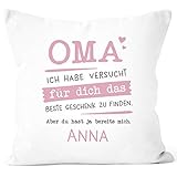 SpecialMe® Kissen-Bezug personalisiertes Geschenk Spruch Papa/Mama/Oma/Opa Ich Habe versucht Finden anpassbarer Name Dekokissen Oma - 1 Name weiß 40cm x 40cm