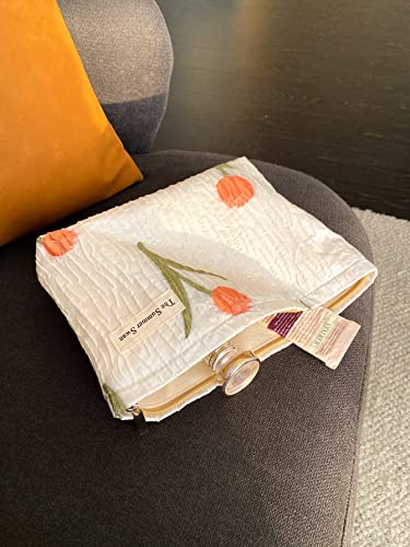 The Summer Swan | Large Aesthetic Makeup Bag | Floral Makeup Bag | Mid-Day Clutch | Period Kit Bag | Hygiene Bag | Skincare Bag | Cute Makeup Bag (Tulip) #TOP5