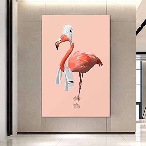 Canvas Prints Wall Art Flamingo Taking A Bath Pictures Painting Canvas Paintings Funny Animals Ready To Hang For Home Decorations Wall Decor Modern Office Decor 12X18Inch #TOP5