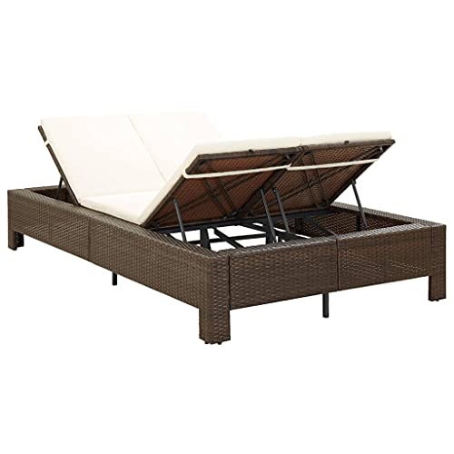Transat à 2 places en résine tressée marron avec coussin confortable - 4