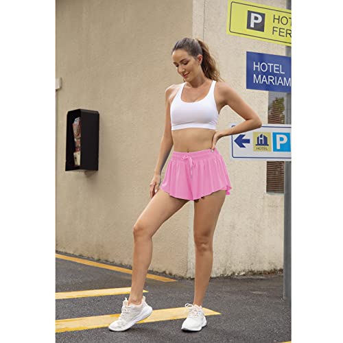 Image of Flowy Athletic Shorts for Women Running Tennis Butterfly Shorts Girls 2-in-1 Double Layer Quick-Drying Comfy Shorts
