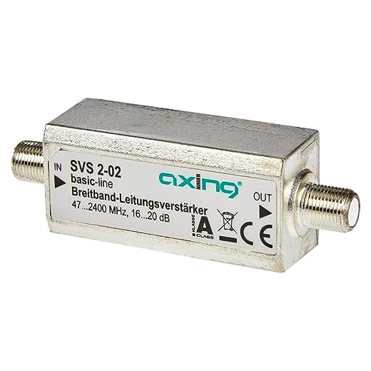 Axing SVS 2-02 - Amplificador de señal para equipos por satélite (20 dB, 47-2400 MHz), plateado