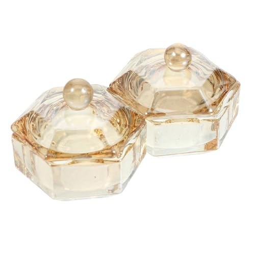 FRCOLOR 2pcs Crystal Glass Nail Art Cup Lid Nail Dish for Mixed Liquids Powder