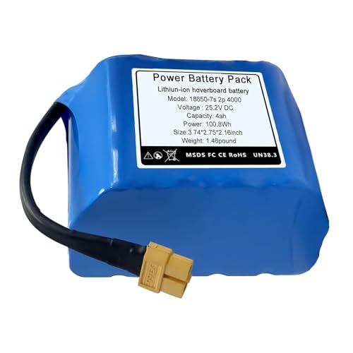 MLGBDC 25.2V Hoverboard Replacement Battery, 4AH Battery Compatible for 25.2V Hoverboard, 100.8Wh High Capacity, 3.74 x 2.75 x 2.16 inch