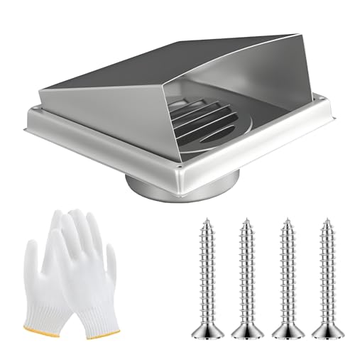 Generisch Wetterschutzgitter 100 125 150mm aus Edelstahl 304 Lüftungsgitter mit Edelstahl Schrauben Ablufthaube Flachhaube Fassadenschutz für Badezimmer Büro Küche Fabrik(125mm/5in)