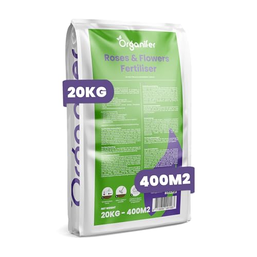 Engrais Pour Rosiers Et Fleurs - Tout-En-Un - 20 Kg Pour 400 M2 - Pour Vivaces Et Plantes À Fleurs - Nutrition Longue Durée, Couleurs Intenses, Racines Fortes Et Floraison Abondante - Organifer