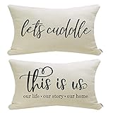 Meekio Lumbar Pillow Covers 12 x 20 Set of 2 Farmhouse Decorative Throw Pillow Covers with Quotes...
