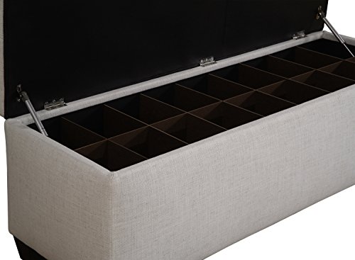 Mjl Furniture Designs Sole Secret Tufted Ottoman, Bedroom Entryway Bench With Shoe Storage Slots, Stores Up To 36 Pairs, Large, Loft Charcoal #TOP4