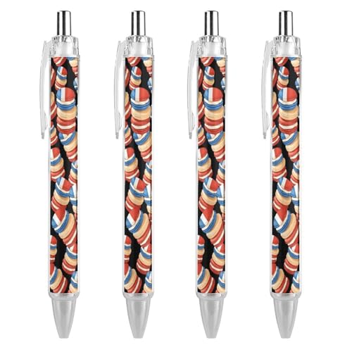 Macarons French Flag Smooth Retractable Ballpoint Pen Printed Gel Pens Black Ink Ballpen Office Supplies for Men Women