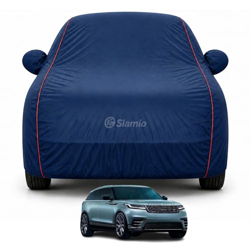 Image of Premium 100% Waterproof Car Cover for Range Rover Evoque Model | All-Weather, UV & Dust Protection | Heavy-Duty 3-Layer Fabric | Custom Fit with Mirror & Antenna Pockets | Navy Blue