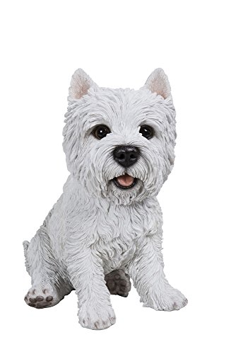 Estatua de perro terrier sentado blanca