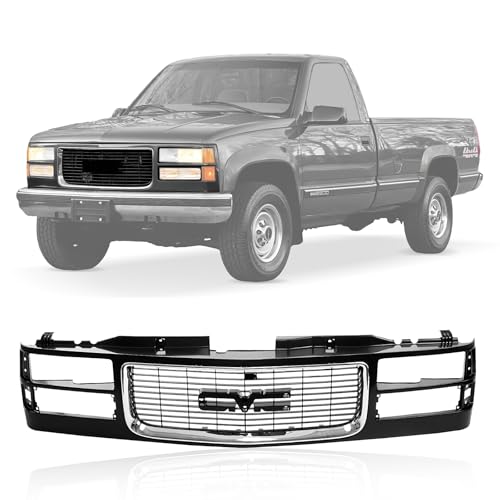 CarPartsDepot Front Grille Grill Chrome Opening Compatible With 1994-2000 GMC C/K 1500 2500 3500 Yukon w/Emblem Provision
