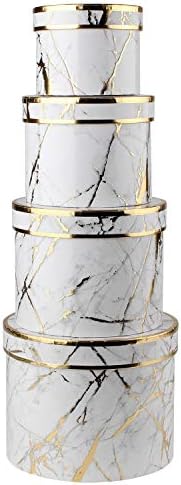 Briful Gift Boxes with Lids Round Hat Box, Set of 4 Small White Gift Box for Presents Round Flower Boxes Wedding Gift Box for Bridesmaids, Chocolate, Cupcake, Crafts