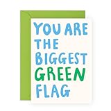 Funny Greeting Card for Him Her – “You Are the Biggest Green Flag” – Cute Compliment Card for Boyfriend, Girlfriend, Fiance, Husband, Wife, Babe, Hun ,Friend or Partner – Comes with Fun Stickers