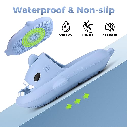 EDOSIR Kids Shark Slides丨Pillow Shower Sandals Quick Dry Slippers丨Boys Girls Comfy Cloud Slides丨Summer Non-Slip Thick Sole Beach Pool shoes Haze Blue 12-13 Little Kid by EDOSIR - Used condition - Image 4